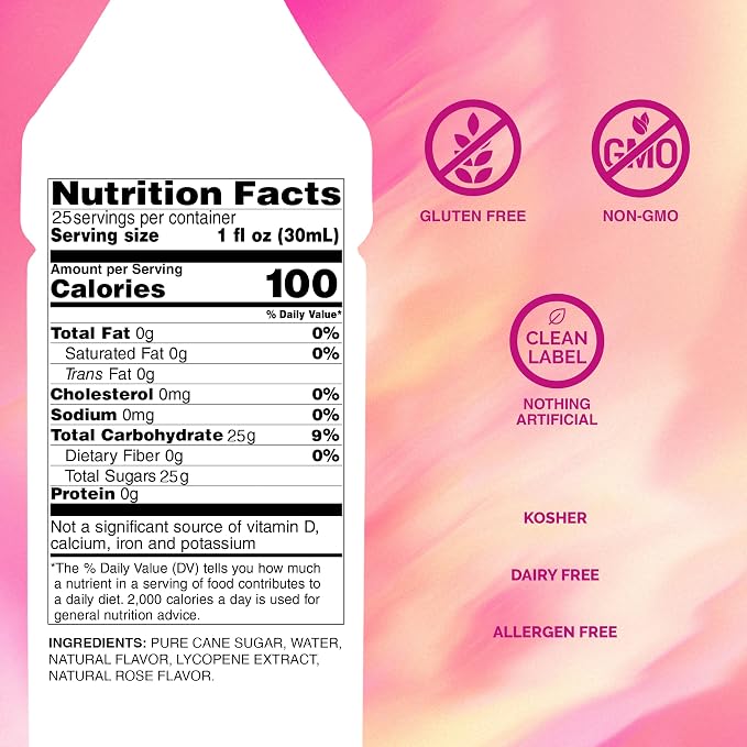 Monin - Rose Syrup, Elegant and Subtle, Great for Cocktails, Mocktails, and Soda, Gluten-Free, Non-GMO (750 ml) - Image 2