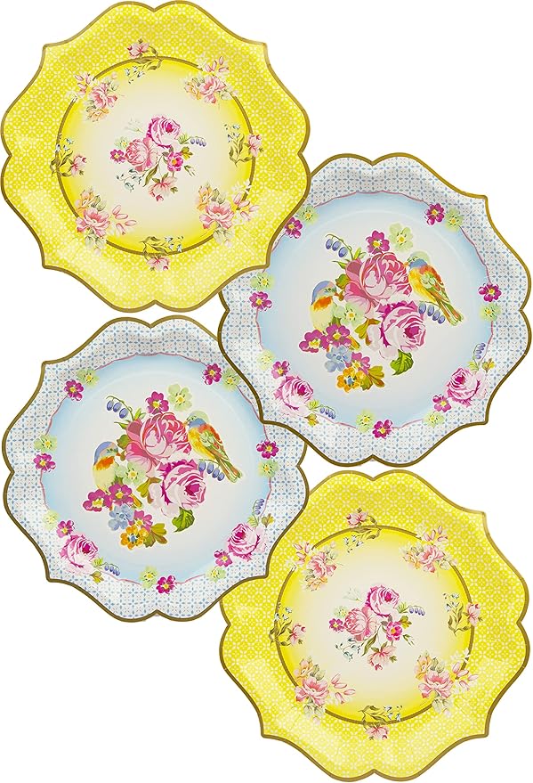 Talking Tables Tea Party Vintage Floral Paper Plates Large | Truly Scrumptious | Also Great For Birthday Party, Baby Shower, Wedding And Anniversary | 4 Count
