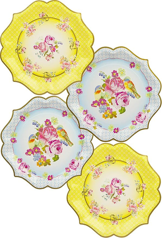 Talking Tables Tea Party Vintage Floral Paper Plates Large | Truly Scrumptious | Also Great For Birthday Party, Baby Shower, Wedding And Anniversary | 4 Count