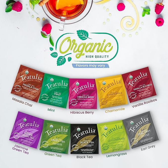 Organic Tea Gift Set with Portable Kettle (25 Piece) Tea Lovers Basket for Women or Men | Birthday Present (Christmas Xmas Mom Mother Teacher Co-Worker)