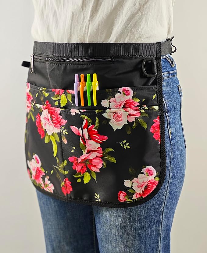 Waterproof Server Apron for Women with 5 Pockets,Quickly Put on and Take off Waitress Aprons,Work Apron for Bartender Barista