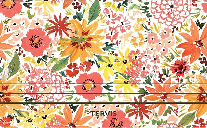 Tervis Traveler Sara Berrenson Retro Floral Triple Walled Insulated Tumbler Travel Cup Keeps Drinks Cold & Hot, 20oz, Stainless Steel