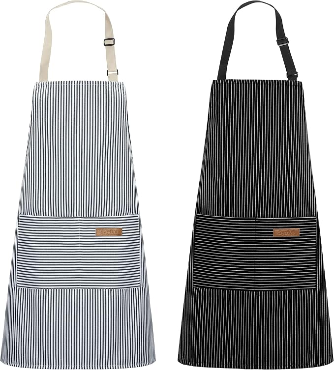 Syntus Apron for Men Women, Adjustable Cooking Kitchen Apron with 2 Pockets | Machine Washable, Firm Stitching, Stain Resistance, Long Tie Straps, 2 Pockets, Versatility, Unisex Use, Gift, BBQ by Syntus