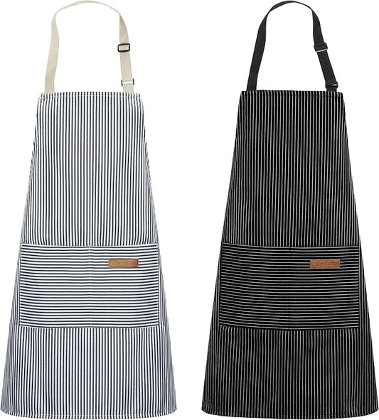 Syntus Apron for Men Women, Adjustable Cooking Kitchen Apron with 2 Pockets | Machine Washable, Firm Stitching, Stain Resistance, Long Tie Straps, 2 Pockets, Versatility, Unisex Use, Gift, BBQ by Syntus