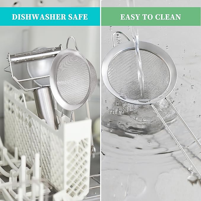 Fine Mesh Strainers for Kitchen, COKUMA Stainless Steel Metal Hand Small Mini Sieve Strainer, Cocktail Strainer Tea Coffee Juice Strainer，Food Strainer with Handlle (3.35inch, Silver)