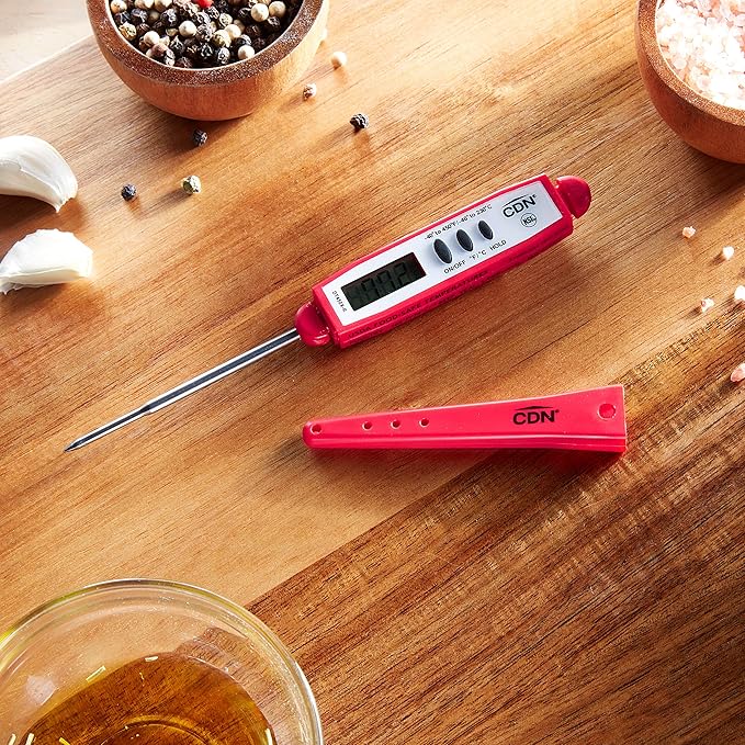 CDN ProAccurate® Instant Read Digital Pocket Thermometer with 2.75" Stainless Steel Tip for Accurate Temperature Measurement, Red (DT450X-R)