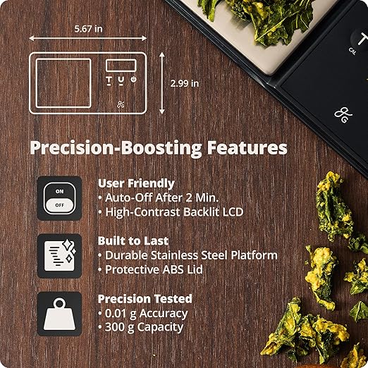 Greater Goods Precision Pocket Scale - 300 x 0.01g, Digital Milligrams Scale with 6 Units for Jewelry, Coins, Herbs, Food and Small Precise Things