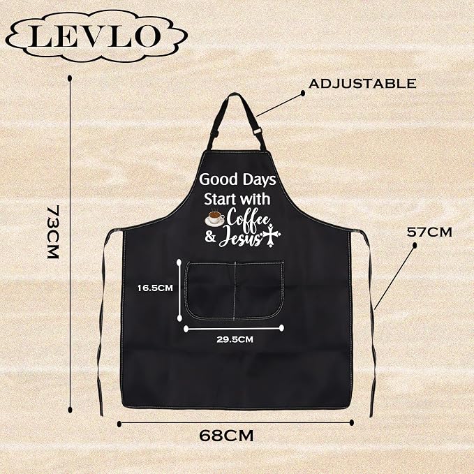 Coffee Lover Gift Good Days Start with Coffee & Jesus Waterproof Apron for Mom Dad Barista Christmas Graduation Gift - Image 2