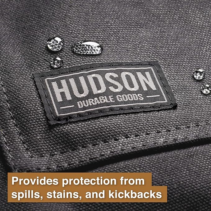 Hudson Durable Goods Deluxe Edition Waxed Canvas Tool Apron for Men and Women, Heavy Duty Work Apron with Pockets for Tools, Adjustable Crossback Straps - Grey - Image 3